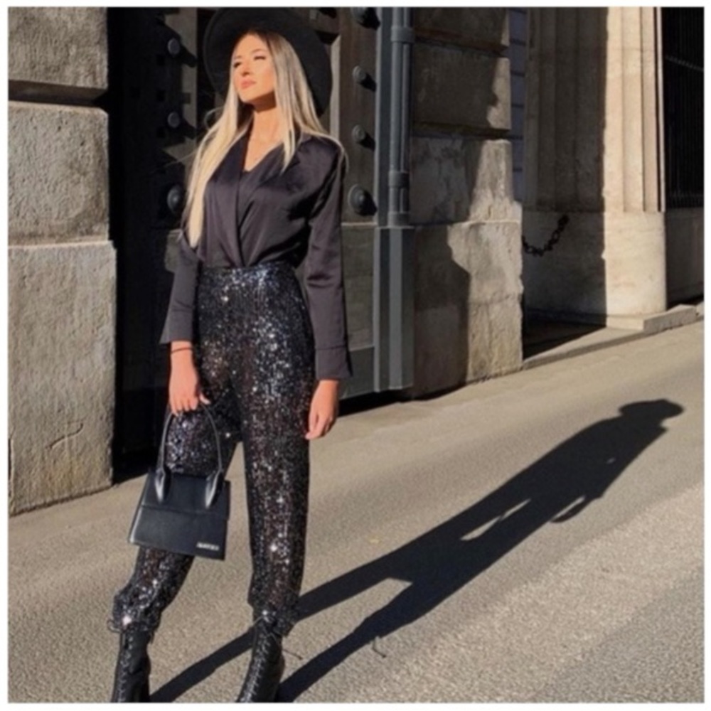 Zara Black Harem Sequin Leggings 🖤